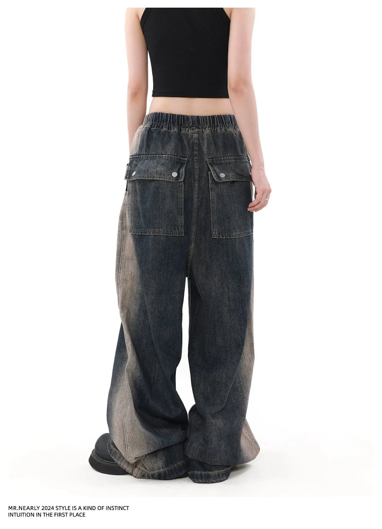 Drawstring Tie-Dyed Jeans