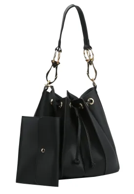 Drawstring Two Tone Hobo Bag