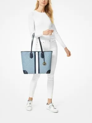 Eva Large Logo Stripe Tote Bag