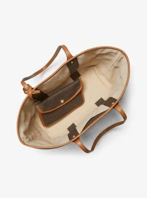 Eva Large Signature Logo Stripe Tote Bag