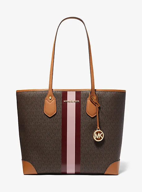 Eva Large Signature Logo Stripe Tote Bag