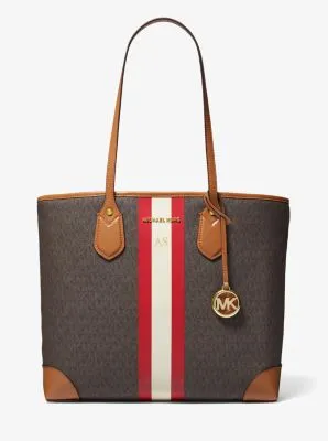 Eva Large Signature Logo Stripe Tote Bag