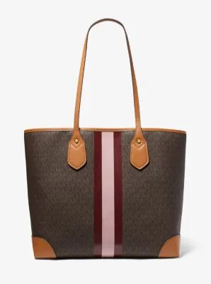 Eva Large Signature Logo Stripe Tote Bag