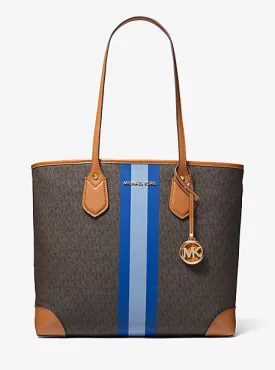 Eva Large Signature Logo Stripe Tote Bag