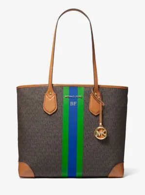 Eva Large Signature Logo Stripe Tote Bag