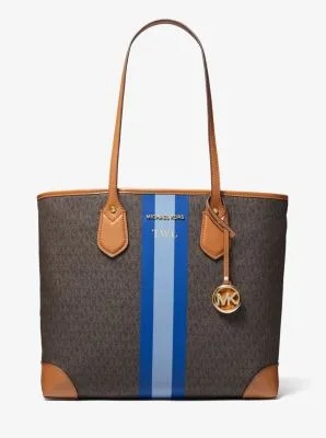 Eva Large Signature Logo Stripe Tote Bag