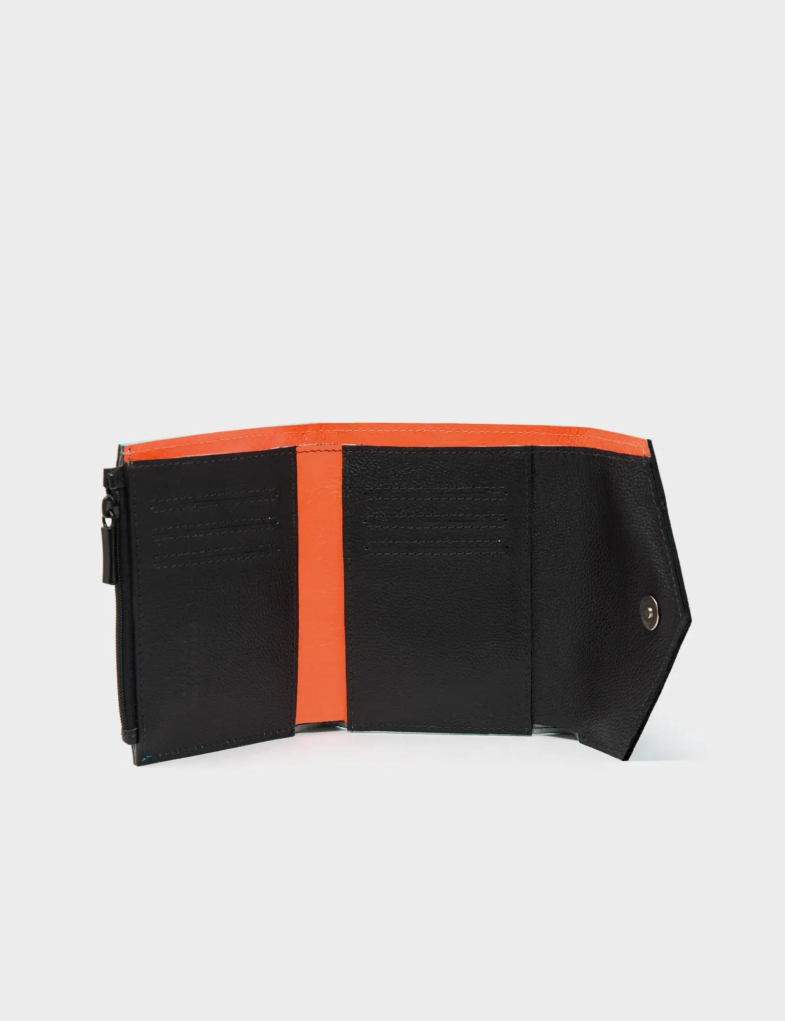 Fiona Black and Cream Leather Wallet - All Over Eyes Embroidery