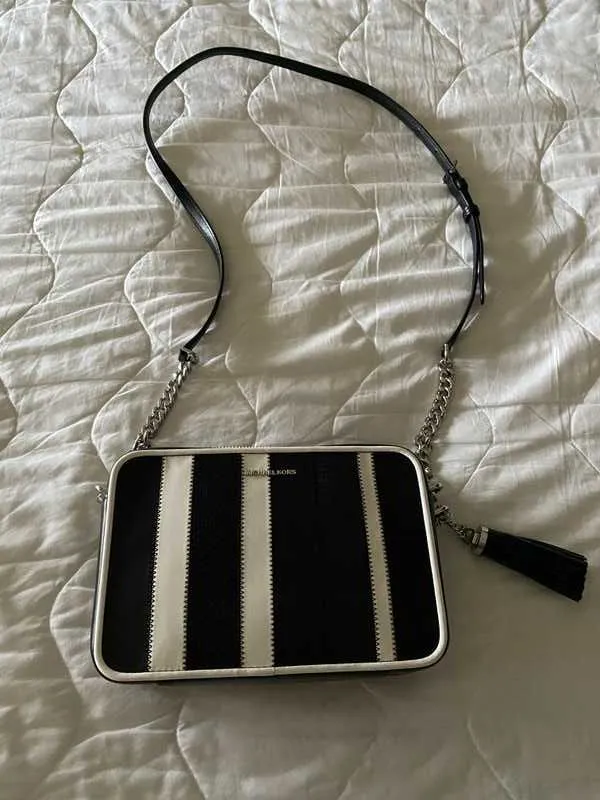 Ginny Medium Striped Leather Crossbody Bag