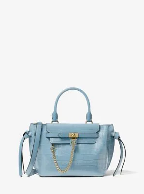 Hamilton Legacy Small Crocodile Embossed Leather Belted Satchel
