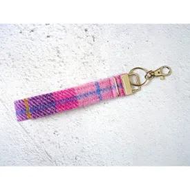 Harris Tweed Wristlet Keyring - Pink & Purple