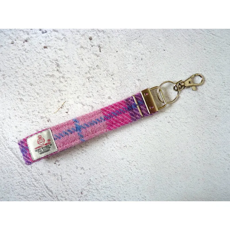 Harris Tweed Wristlet Keyring - Pink & Purple