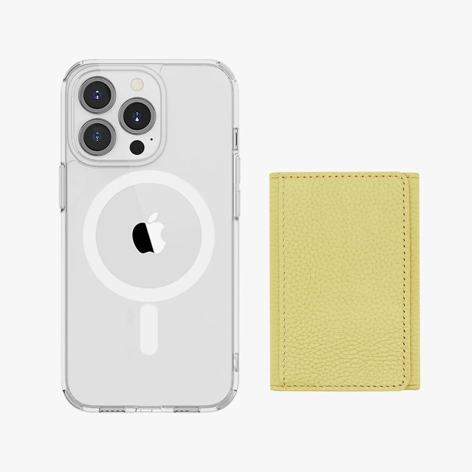 iPhone 16 HD Clear Case with MagSafe Trifold Wallet Set