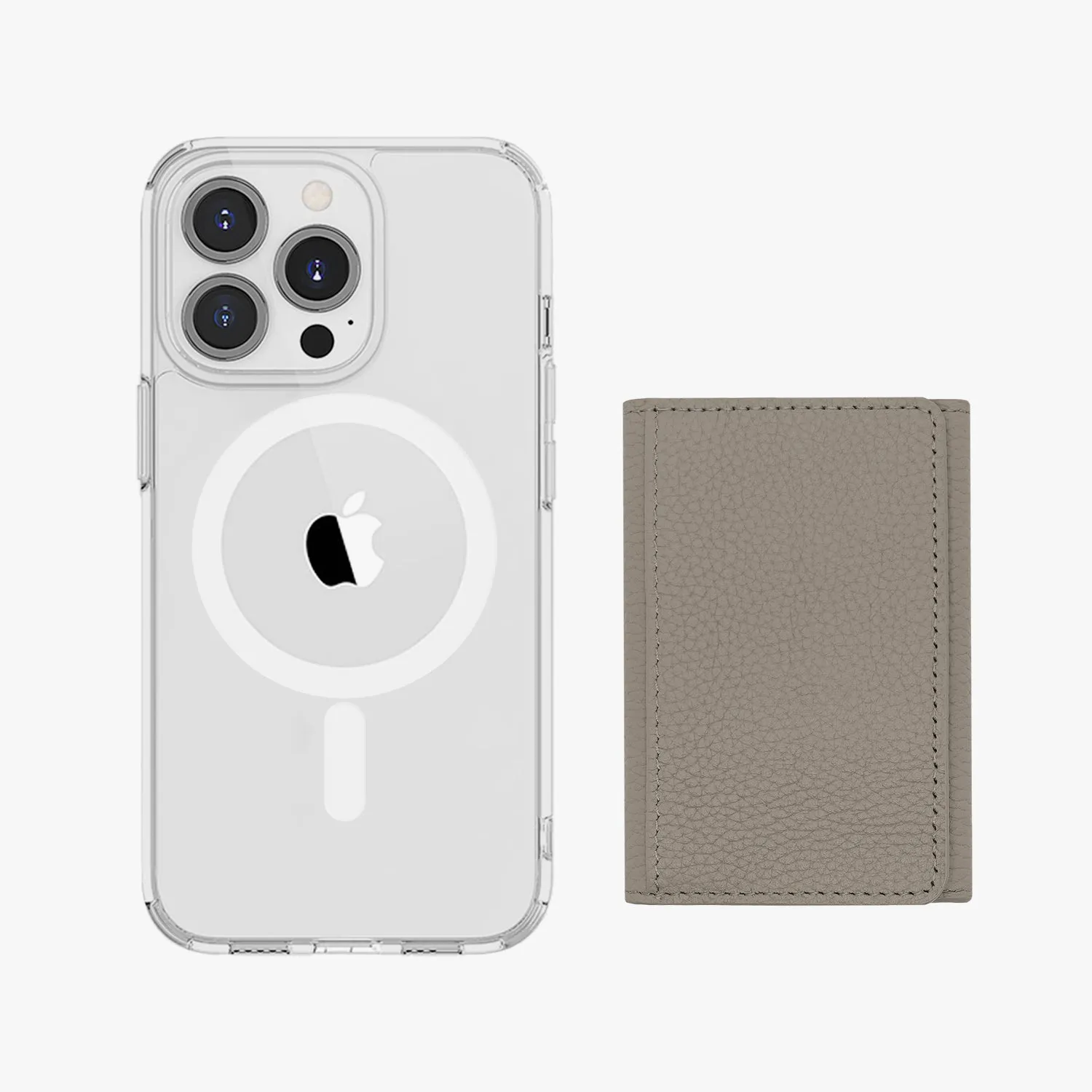 iPhone 16 HD Clear Case with MagSafe Trifold Wallet Set