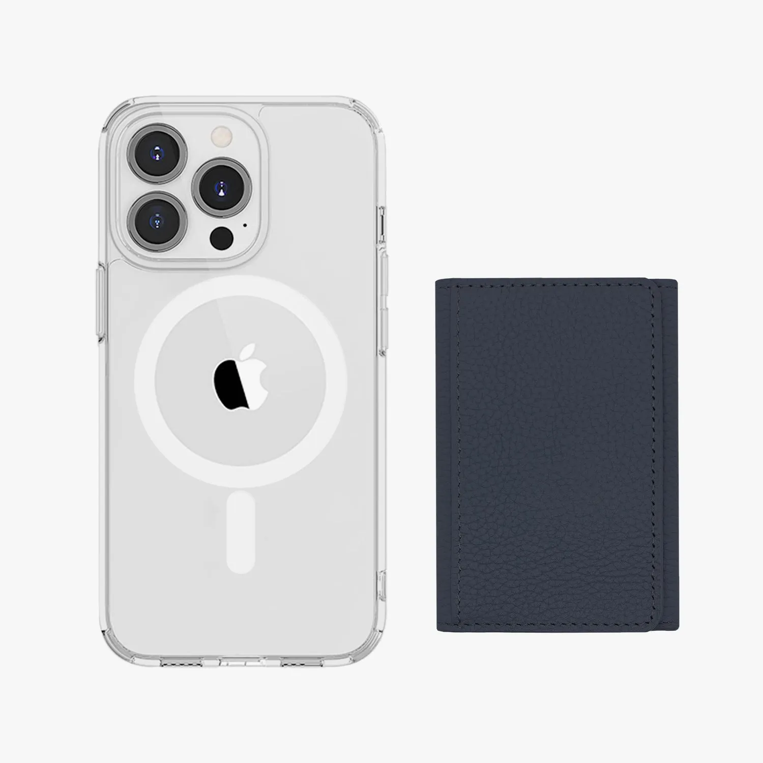 iPhone 16 HD Clear Case with MagSafe Trifold Wallet Set