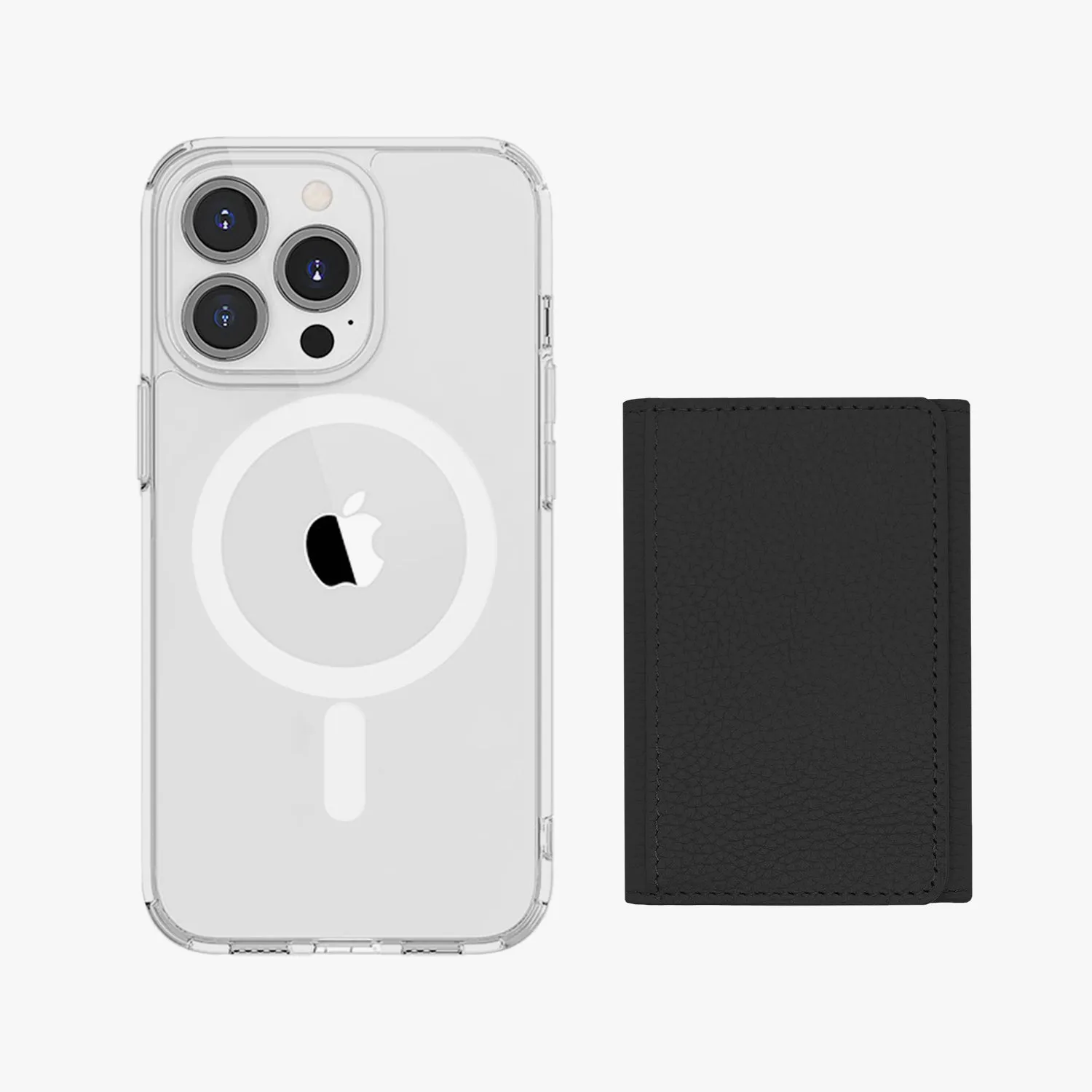 iPhone 16 HD Clear Case with MagSafe Trifold Wallet Set