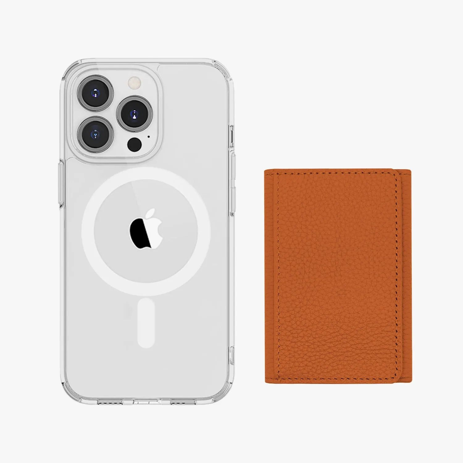 iPhone 16 HD Clear Case with MagSafe Trifold Wallet Set