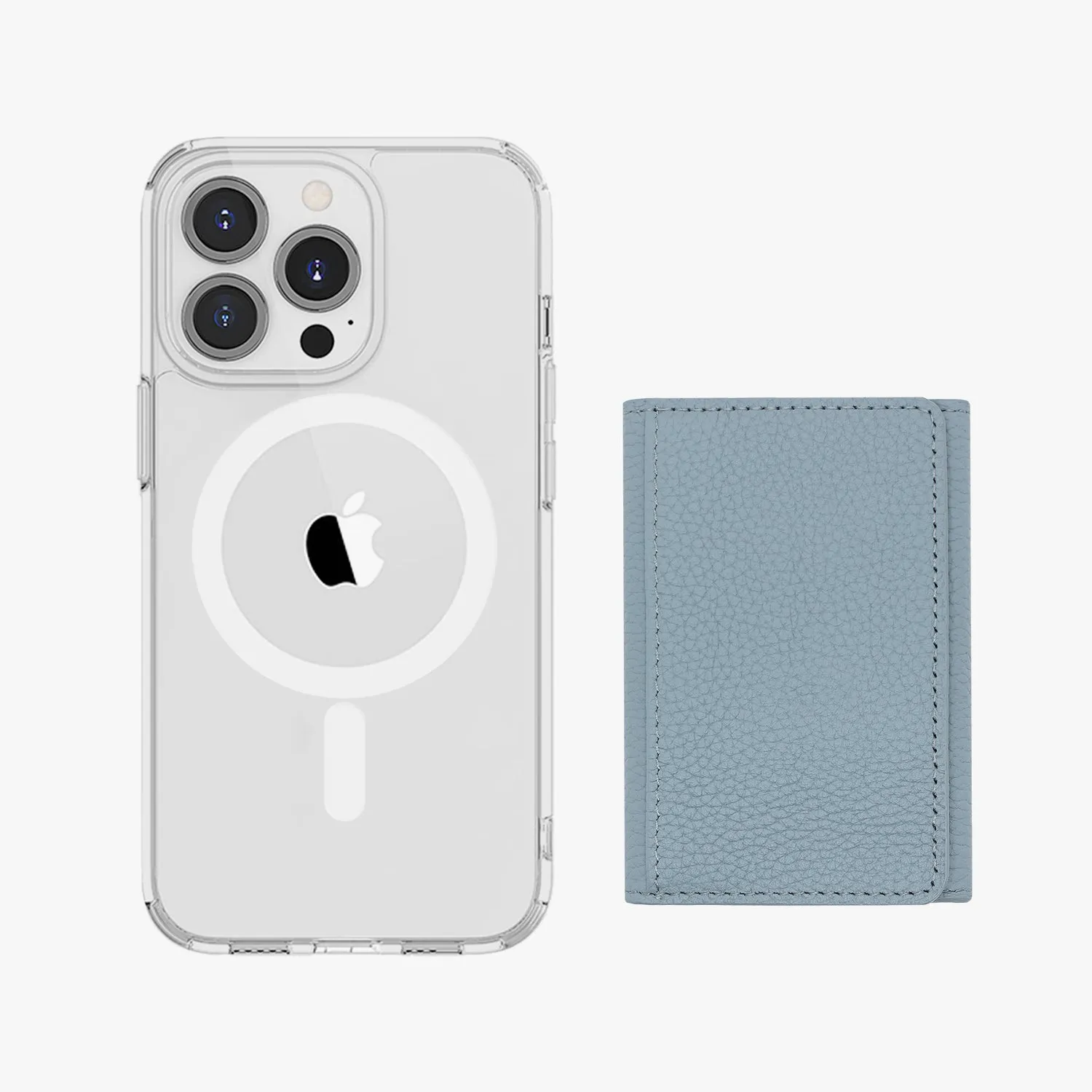 iPhone 16 HD Clear Case with MagSafe Trifold Wallet Set