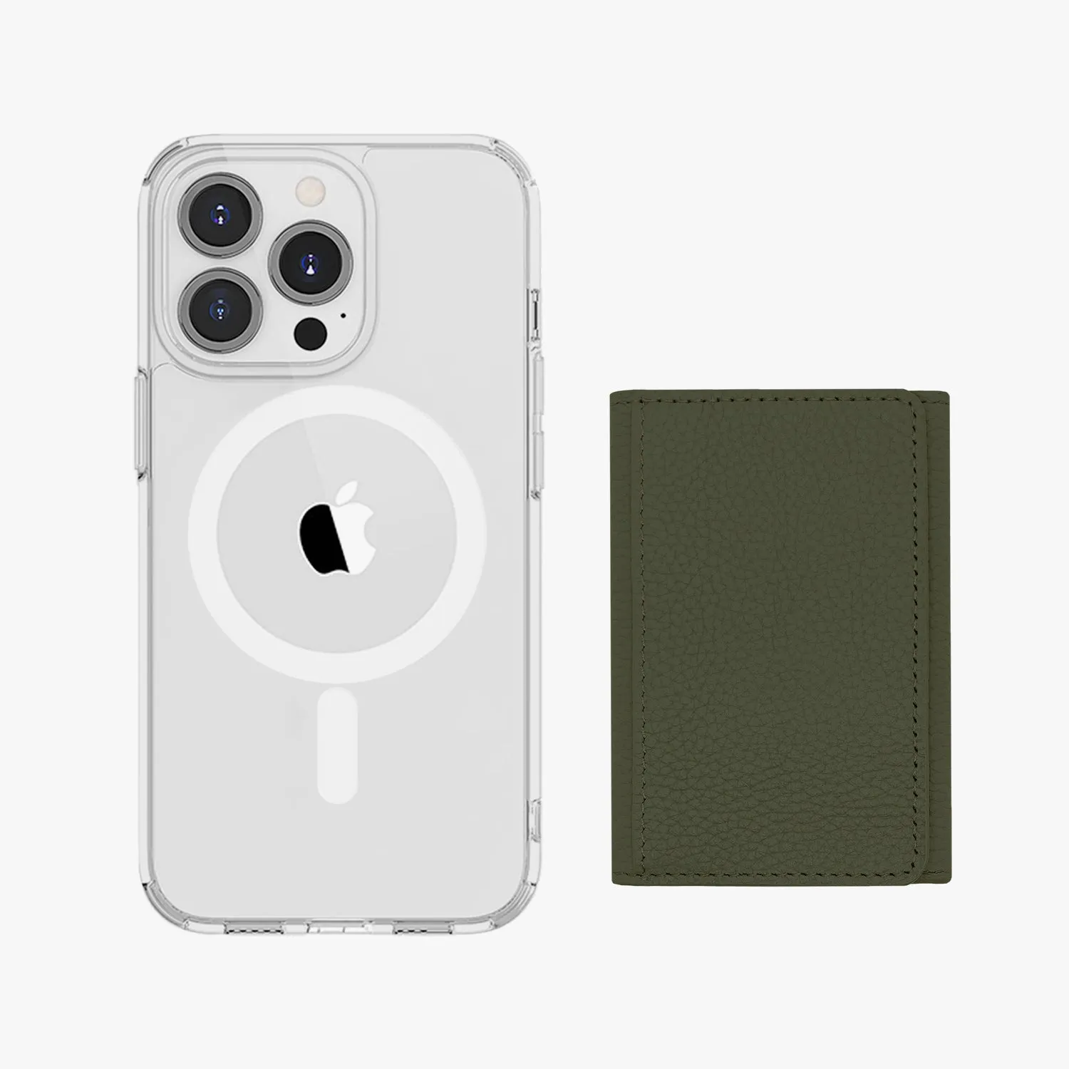 iPhone 16 HD Clear Case with MagSafe Trifold Wallet Set