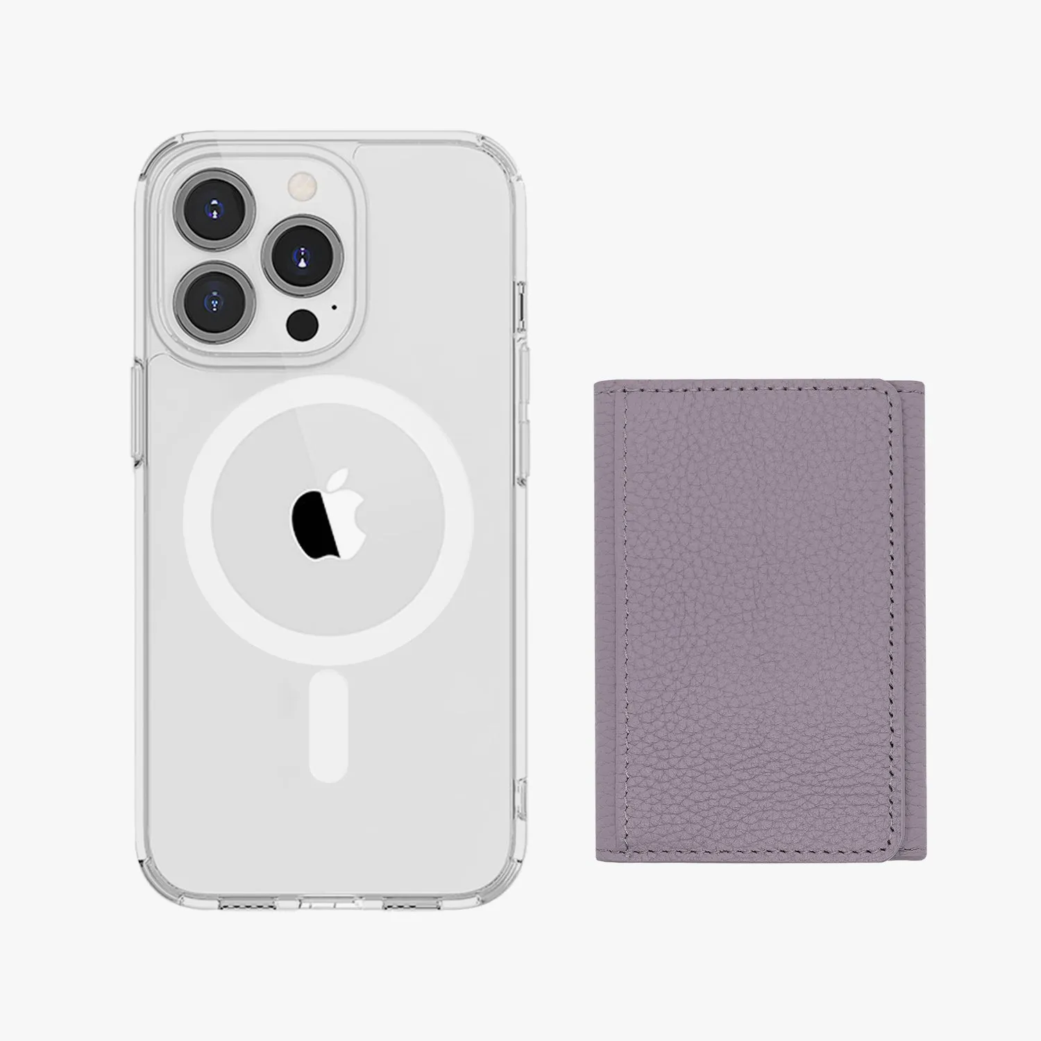 iPhone 16 HD Clear Case with MagSafe Trifold Wallet Set