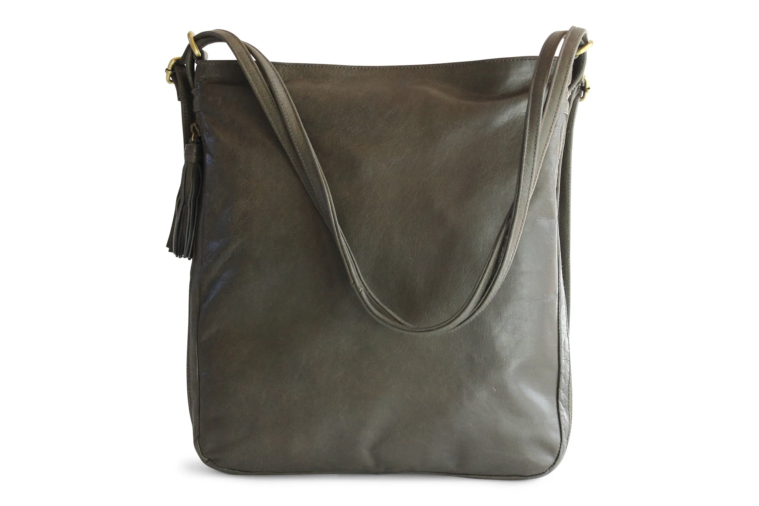 ISABEL LEATHER BACKPACK IN OLIVE GREY