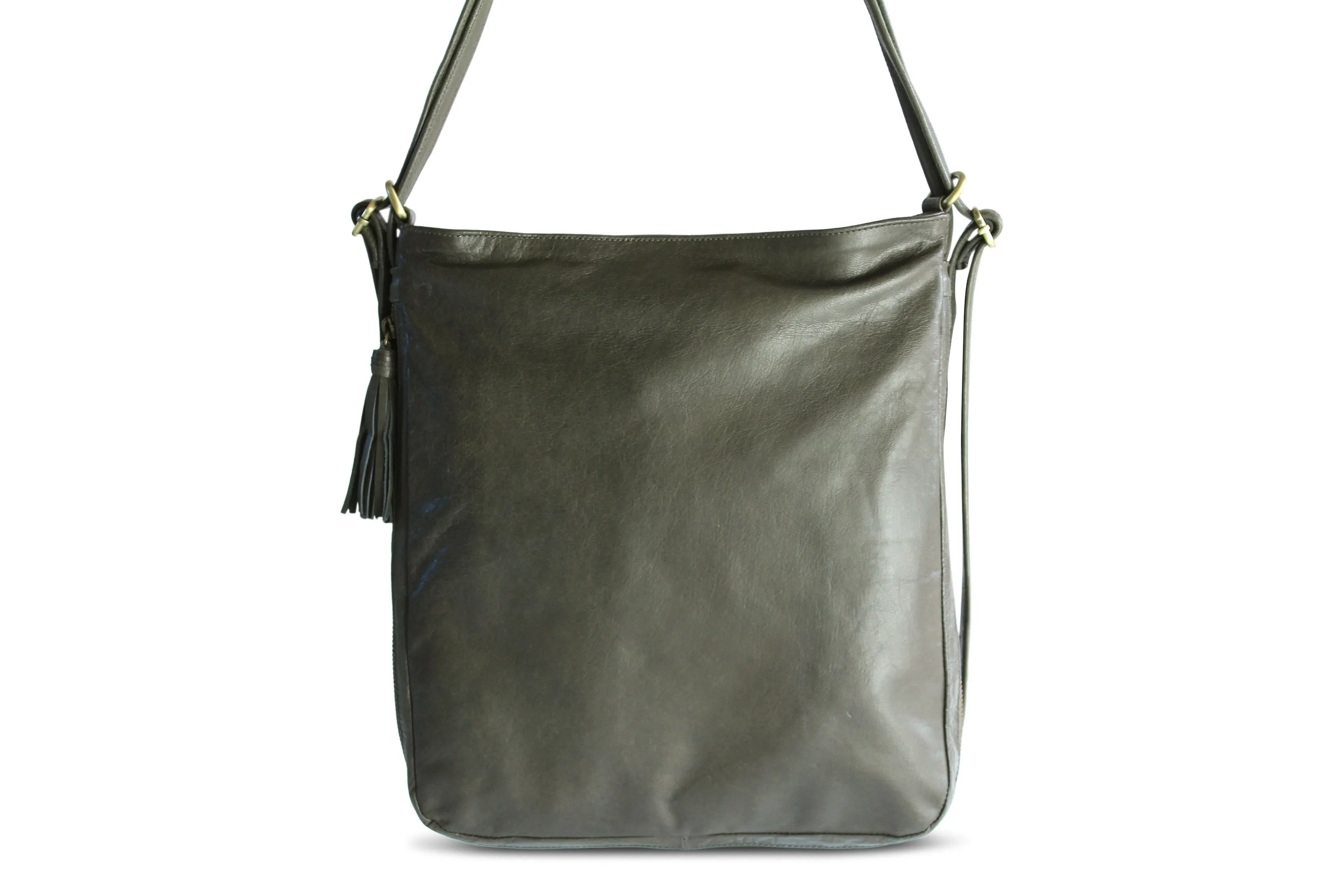 ISABEL LEATHER BACKPACK IN OLIVE GREY