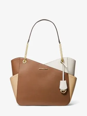 Jet Set Large Color-Block Saffiano Leather Tote Bag
