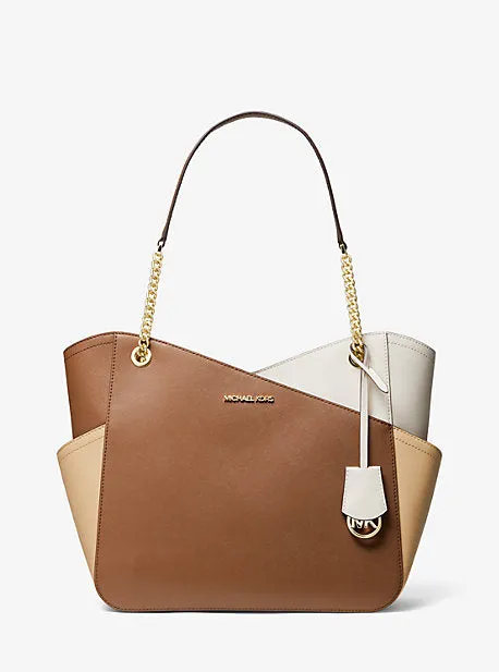 Jet Set Large Color-Block Saffiano Leather Tote Bag