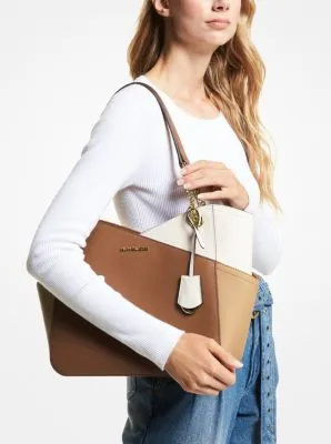 Jet Set Large Color-Block Saffiano Leather Tote Bag