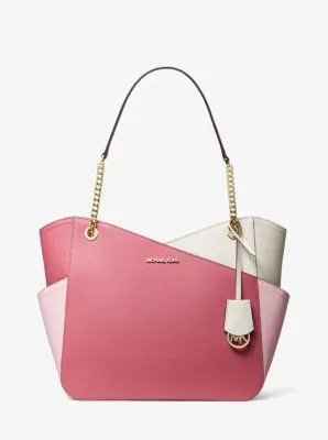 Jet Set Large Color-Block Saffiano Leather Tote Bag