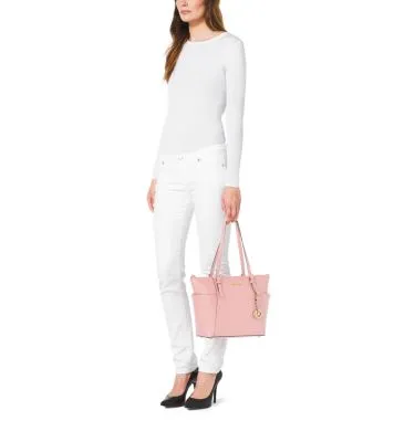 Jet Set Large Crossgrain Leather Top-Zip Tote Bag
