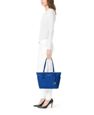 Jet Set Large Crossgrain Leather Top-Zip Tote Bag