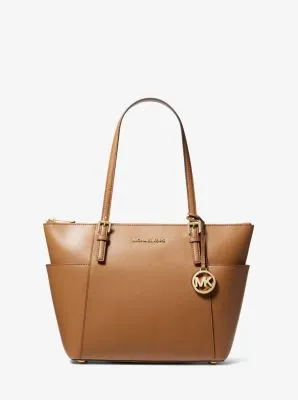 Jet Set Large Crossgrain Leather Top-Zip Tote Bag