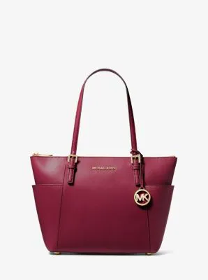 Jet Set Large Crossgrain Leather Top-Zip Tote Bag