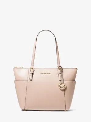 Jet Set Large Crossgrain Leather Top-Zip Tote Bag