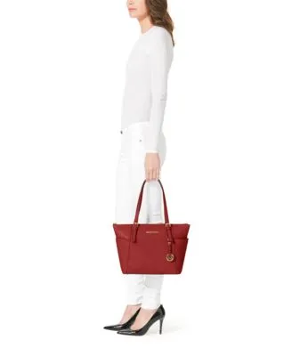 Jet Set Large Crossgrain Leather Top-Zip Tote Bag