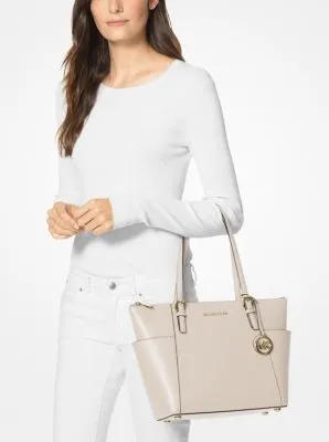 Jet Set Large Crossgrain Leather Top-Zip Tote Bag