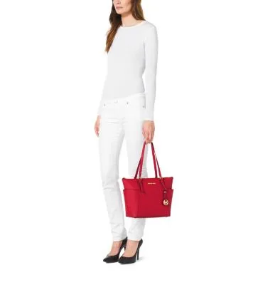 Jet Set Large Crossgrain Leather Top-Zip Tote Bag