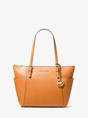 Jet Set Large Crossgrain Leather Top-Zip Tote Bag