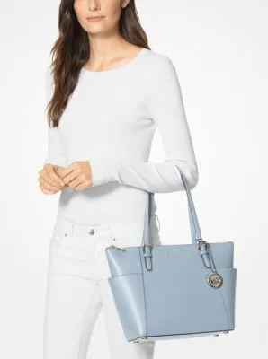 Jet Set Large Crossgrain Leather Top-Zip Tote Bag