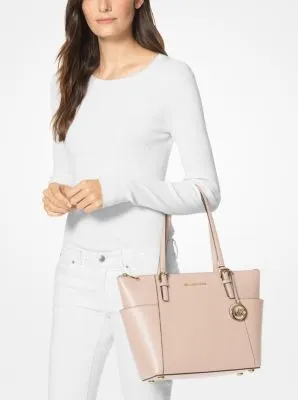 Jet Set Large Crossgrain Leather Top-Zip Tote Bag