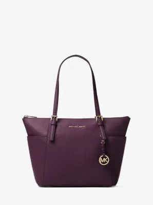 Jet Set Large Crossgrain Leather Top-Zip Tote Bag