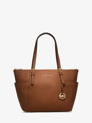 Jet Set Large Crossgrain Leather Top-Zip Tote Bag