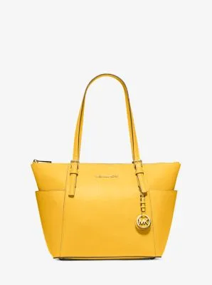 Jet Set Large Crossgrain Leather Top-Zip Tote Bag