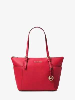 Jet Set Large Crossgrain Leather Top-Zip Tote Bag