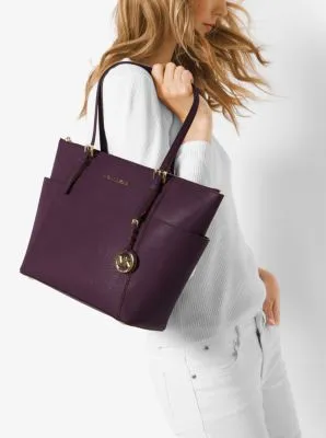 Jet Set Large Crossgrain Leather Top-Zip Tote Bag