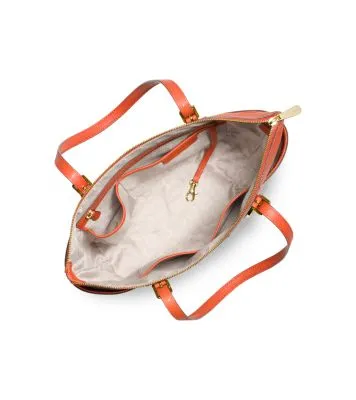 Jet Set Large Crossgrain Leather Top-Zip Tote Bag
