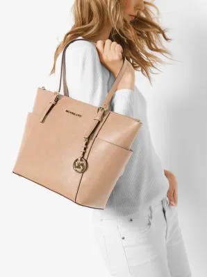 Jet Set Large Crossgrain Leather Top-Zip Tote Bag