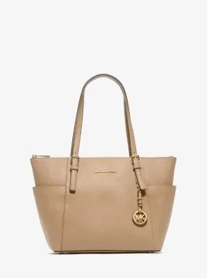 Jet Set Large Crossgrain Leather Top-Zip Tote Bag
