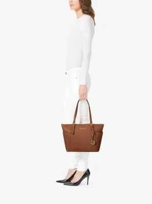 Jet Set Large Crossgrain Leather Top-Zip Tote Bag