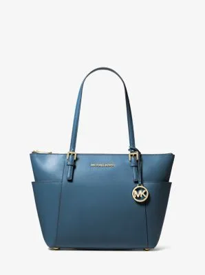 Jet Set Large Crossgrain Leather Top-Zip Tote Bag